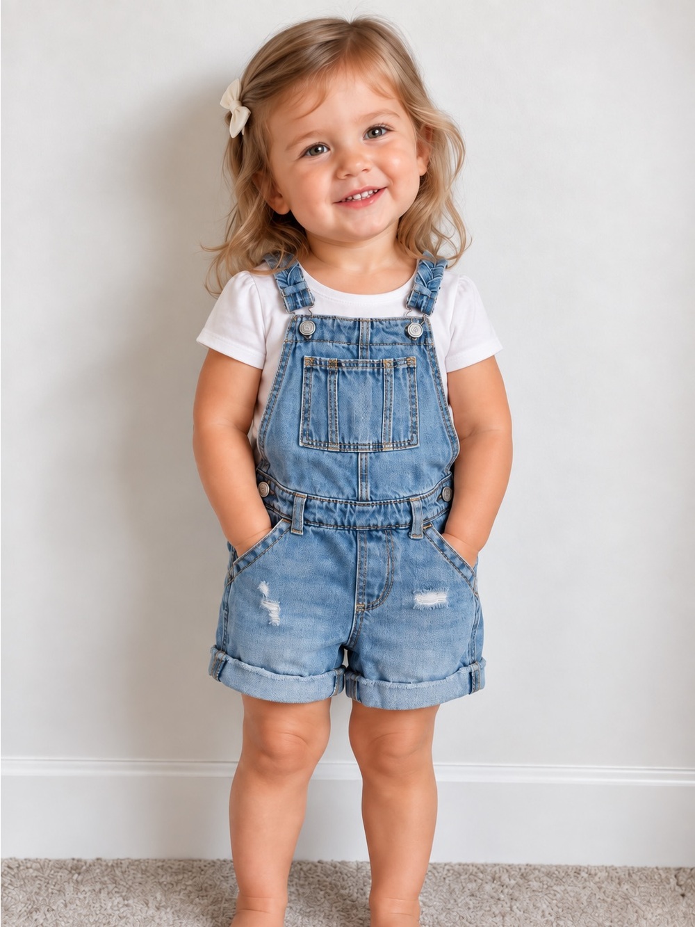 Gap Kids Distressed Denim Short Overalls Shortalls Size 2
